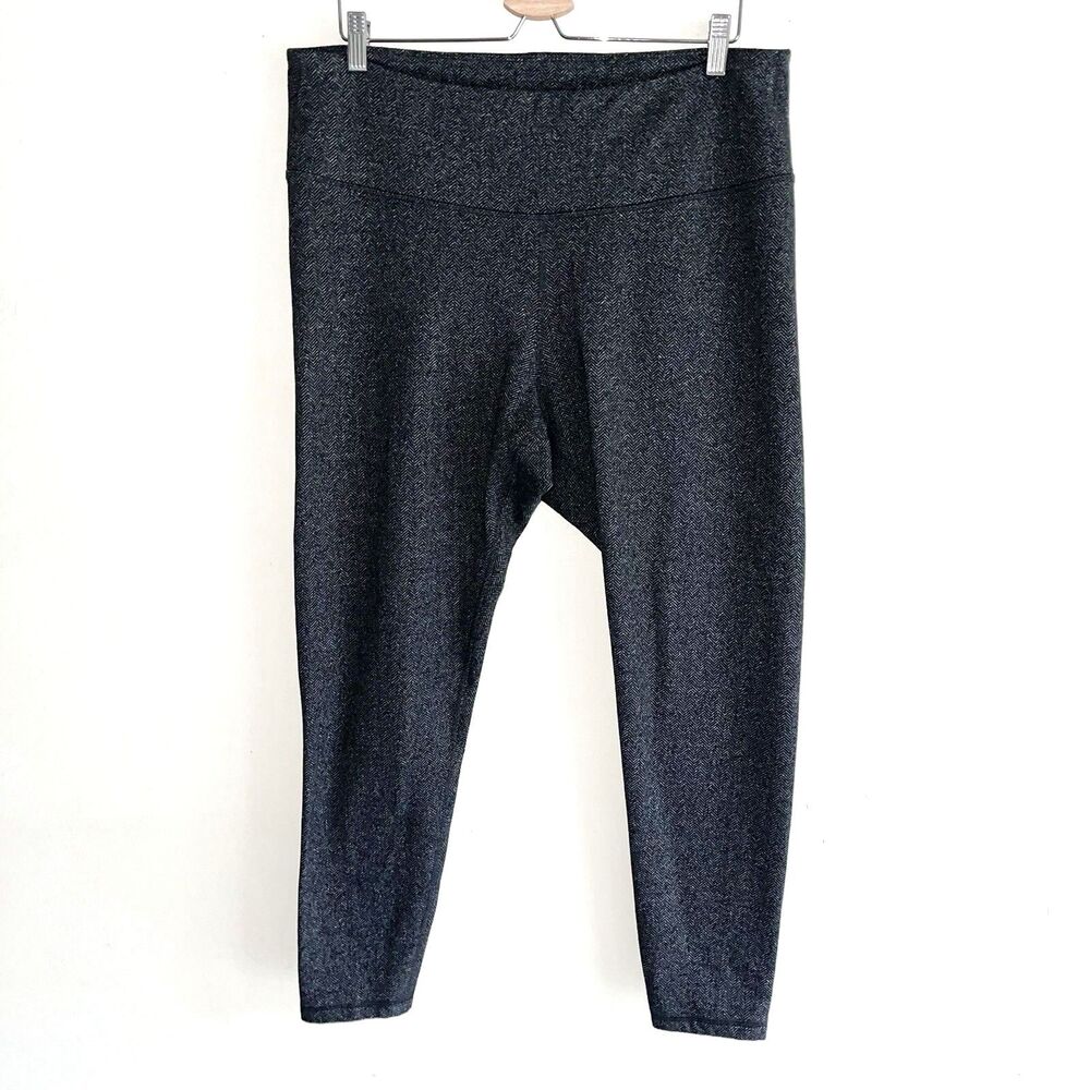 Old Navy Active Gray Leggings XXL Full Length Herringbone Cold Weather Pull On